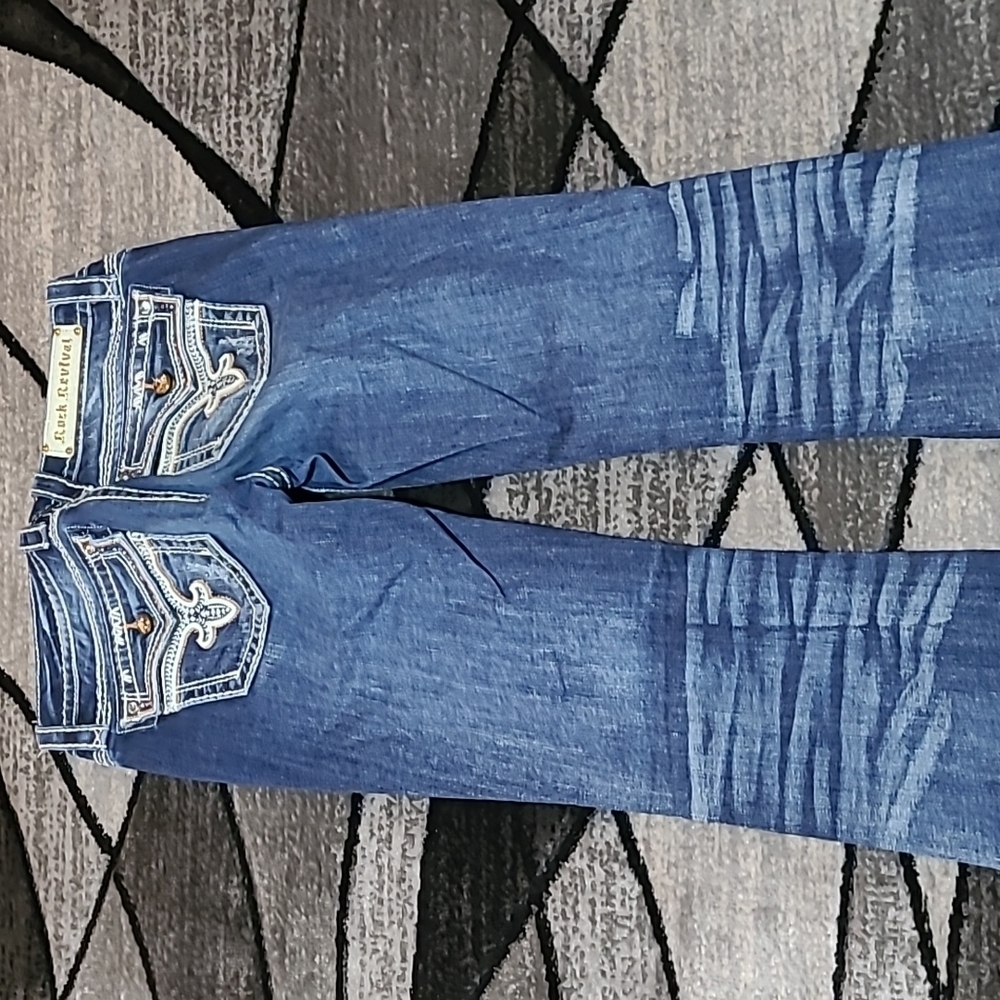 ROCK REVIVAL ENA EMBROIDERED RHINESTONES BOOT-CUT DENIM JEAN - Picture 8 of 16